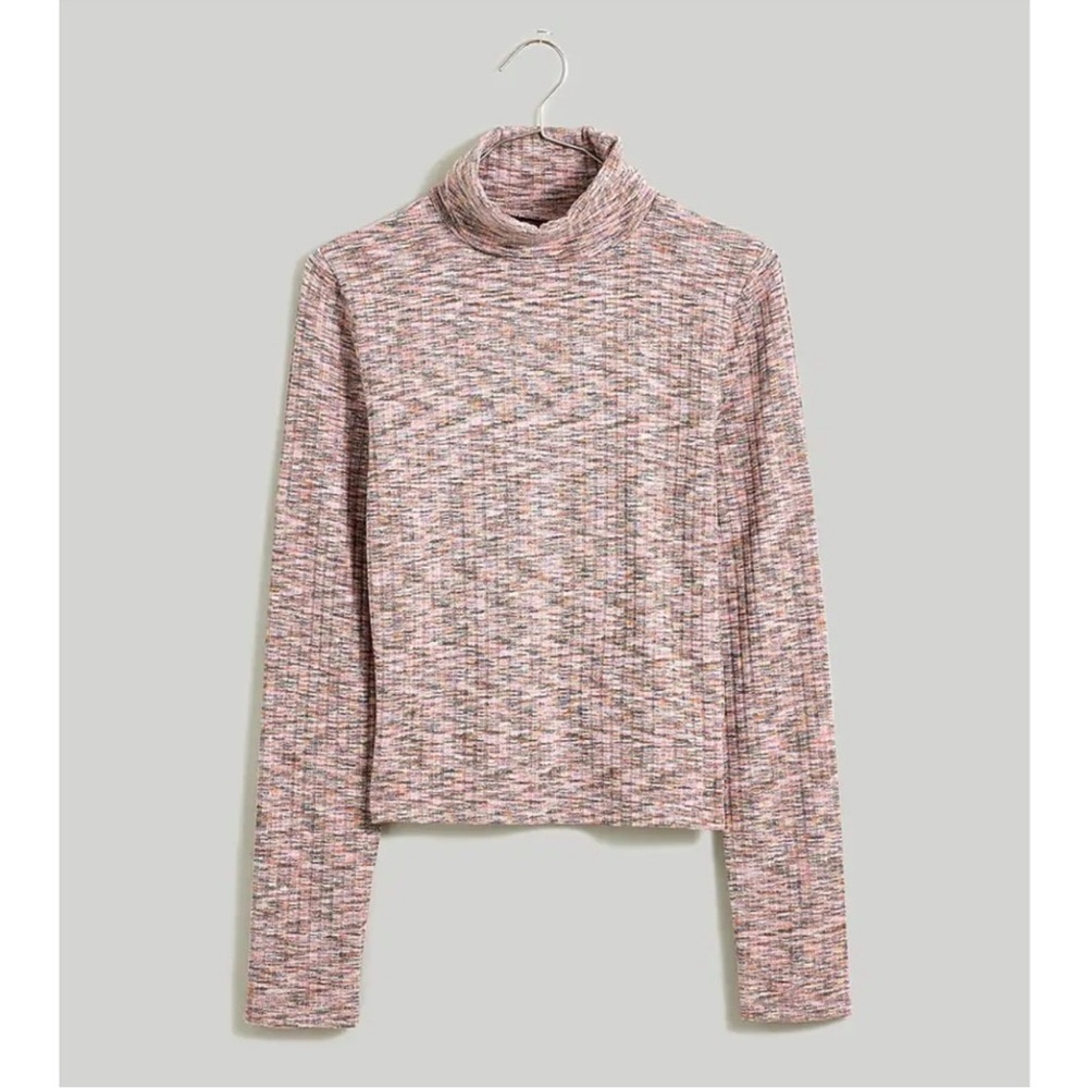 Madewell Spacedye Ribbed Cropped Turtleneck Sweater Tee Size S